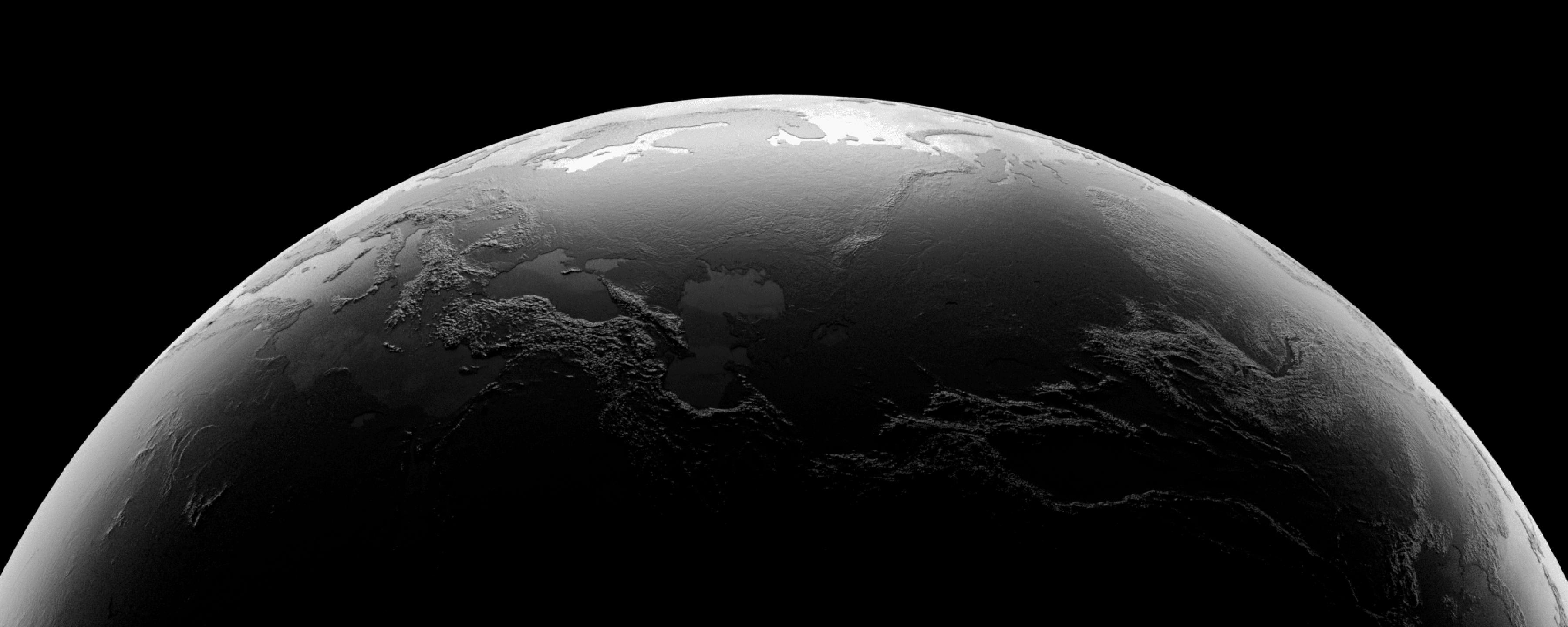 3D globe exploration for RTP news identity by Itsanashow Studio, showcasing high-detail terrain textures and dramatic lighting tests developed during the broadcast design and motion system discovery phase for RTP’s newscasts rebrand.