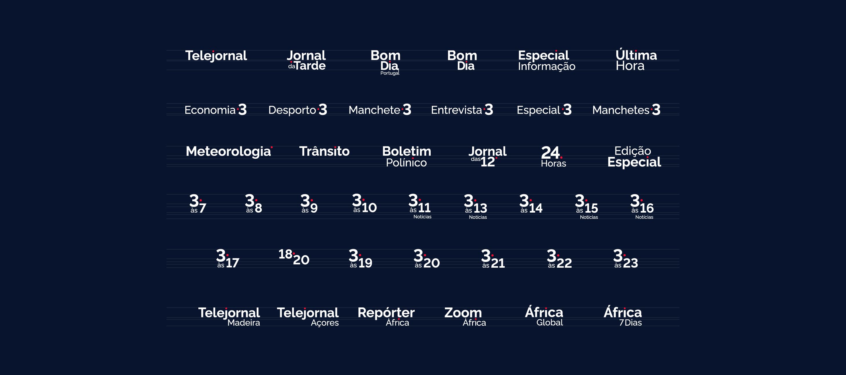 Full collection of on-air program logos and visual identifiers designed for RTP’s news segments — part of a cohesive broadcast branding system by Itsanashow Studio.