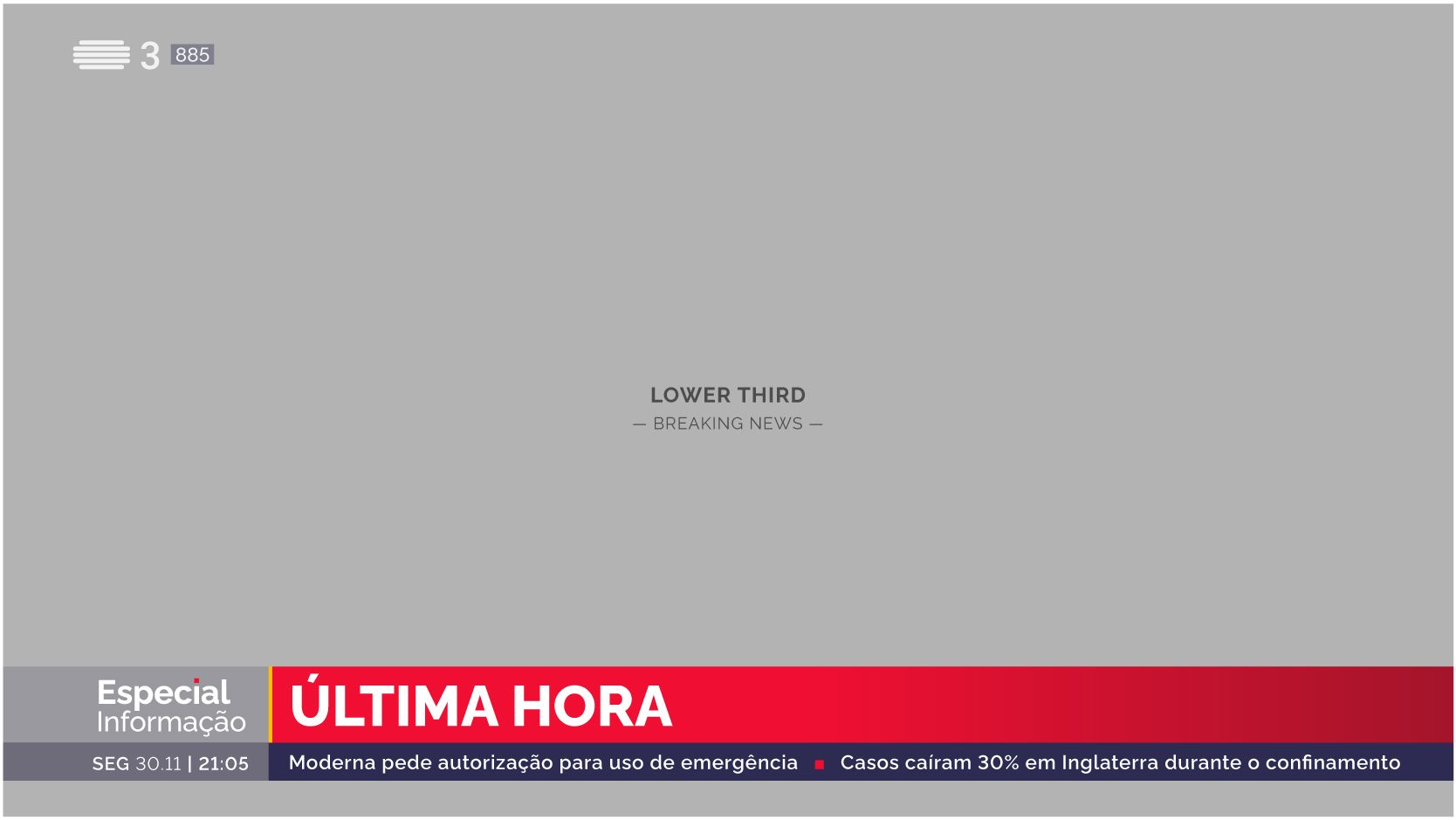 Headline lower-third template for RTP’s breaking news coverage, designed to deliver urgent updates with visual impact and brand consistency.