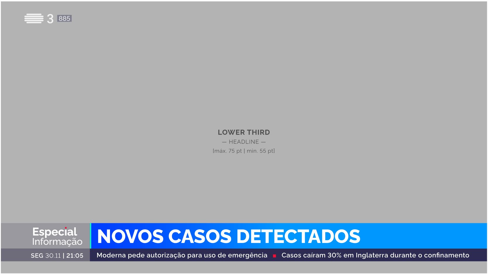 Headline lower-third graphic developed for RTP, featuring bold typography and clear hierarchy as part of a consistent on-air motion design system.