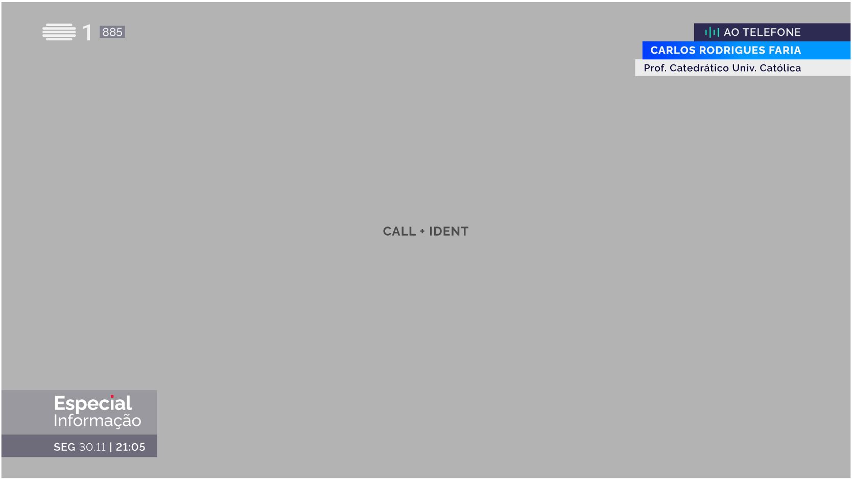 Live call identifier bar created for RTP broadcasts, showing speaker location and context within the broadcast graphics framework.