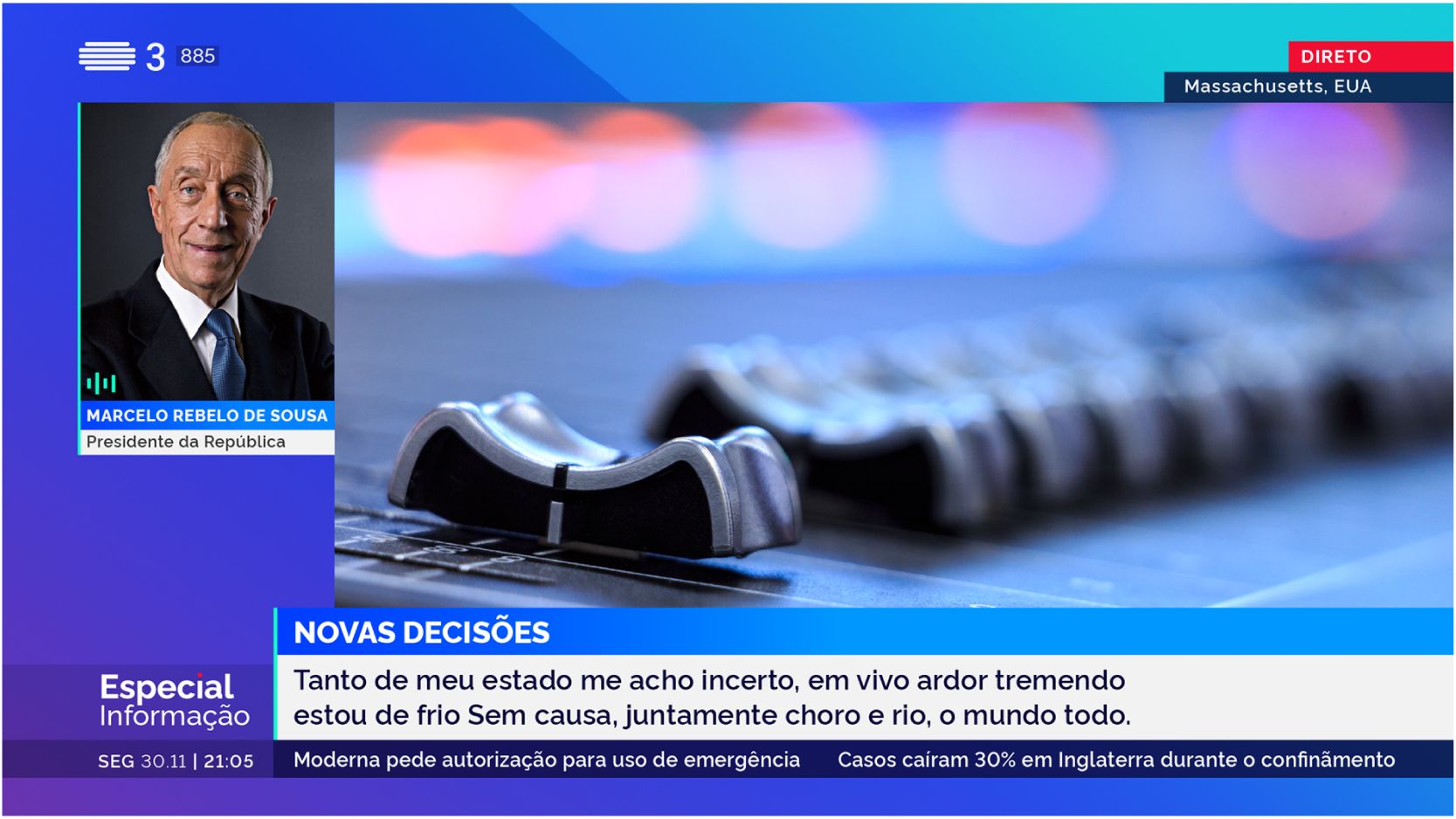 On-air phone interview layout for RTP broadcast, featuring speaker identification alongside thematic background — part of the motion graphics system designed by Itsanashow Studio.